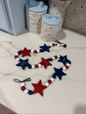 Rae Dunn Beaded Garland - Red, White & Blue